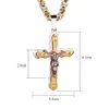 316L Rvs Mannen Hip Hop Jewlery Byzantijnse Box Link Collier Kruis Jezus Hangers 18K Vergulde Diamond Punk Accessoires