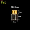 8ml 15ml 20ml 25ml Glass Bottles for Weding Decoration Empty Jars Gold Color Cap Christmas Gift 100pcs Free Shippinghigh quantity