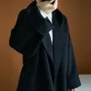 100% manteau de laine femme bureau dame coupe latérale col rabattu vêtements d'extérieur longs manteaux de femmes de chameau noir avec ceinture 201027