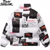 Men Parka Jacket Hip Hop Embroidery Graphic Print Streetwear Windbreaker Jacket Harajuku Cotton Padded Jacket Coat Winter Warm 201209