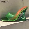 Transparent PVC Sandals Women fashion square Toe Clear Cup High Heels crystal shoes 2022 Summer new Sexy Party Dress Shoes Y220209