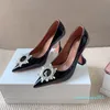 spring and autumn Designer Heels Shoes Water drill sunflower buckle 9.5cm Fashion Party Wedding Pointy Toe Pumps comfortable Cowhide xz11