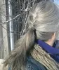 塩ペッパーシルバーグレーの人間の毛のポニーテールの延長クリップ巾着ストレート緩い巻き巻き巻きポニーテールヘアピース140g 18インチ