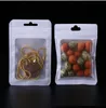 6*10cm 100pcs Transparent and White Zip Lock Necklace Packaging Bags with Hanger Gift Storage Mylar Foil Zipper Bag Three Sides Sealing