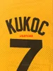 Version Maillot de Basket JUGOPLASTIKA 7 KUKOC Broderie Couture Tenue de ville Hip-hop Oulture Film POP 84 Jaune S-XXL