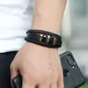 Smycken kreativ tvåfärgs rostfritt stålmagnetspänne Mäns läderarmband Enkel studentarmband