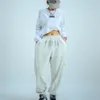 Mujeres hip hop hip hop hip hop jazz jazz dance marca de moda suelta deportes casual pantalones de entrenamiento con piernas pantalones versátiles gris blanco