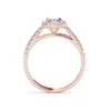 AINUOSHI 925 plata esterlina color oro rosa corte esmeralda 3ct anillos mujeres compromiso halo anillos de plata regalos princesa joyería Y200106