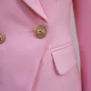 High Street Classic Designer Blazer Jacket Kvinnors Slim Montering Metal Lion Knappar Dubbelbröst Blazer 201023