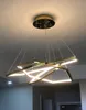 현대 LED 샹들리에 램프 디자인 골드 금속 육각 펜 던 트 조명 주방 섬 홈 장식 고정물 링 매달려 램프