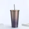 Mugs 500/750ml 304 Stainless Steel Water Cup With Metal Straw Double Layer Insulated Drinker Coffee Tea Milk Cup For School Office Inventory Wholesale