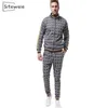 SITEWEIE 2 Piece Sets Fashion Men Clothes Casual Sportswear Mens Sets Sweatsuit Male Plaid Print Zipper Tracksuit Outfit L441 201109