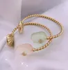 Fashion Real 18K Gold Plated Resin GreenPink Crystal Shell Cuff Bracelet Cuff Bangle Letter Chian Brand gift5998188