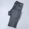 Sommarmän grå blå tunna raka jeans lösa rakt avancerade stretch affärer casual byxor manliga märke byxor 201128