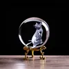 3D laser gravado zodíaco rato bola de cristal arte animal colecionável figuras feng shui casa decoração de vidro mármores esfera ornamentos y200106