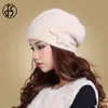 Beanieskull Caps FS Winter Hat For Women Beanies Hats Fur Black Wool Gebreide Skullies Elegant Casual Solid Bonnet 2021 Gorros MUJ6489090
