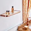 Luxe Rose Or Salle De Bains Accessoires En Laiton Mur Monté Brosse De Toilette Porte-Serviette En Papier Rack Étagère En Verre De Bain Matériel Ensemble LJ201204