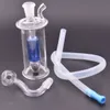 Brûleur à mazout en verre LED Bong pyrex Glow dans le noir petit Bubbler Bong MiNi Oil Dab Rigs pour fumer des narguilés avec un tuyau de brûleur à mazout en verre de 10 mm