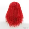 Vermelho Cor encaracolado simulação sintética cabelo humano lace dianteira perucas perruques de cheveux humanás 191022-113