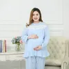 임신 한 어머니 모유 수유 잠옷 3XL-6XL 대형 편안한 출산 의류 핑크 블루 옐로우 얇은 섹션 LJ201119