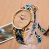 Klasyczne Zegarki Geneva Moda Handmade Lina Bransoletka Kobiety Zegarek Ręcznie Tkany Prezent Ladies Clock Clock Boże Narodzenie prezenty