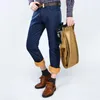 Men's Jeans TIGER CASTLE Mens Winter Fleece Classic Stretch Warm Flannel Denim Pants Elastic Male Designer Trousers1