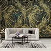 Papier peint Mural personnalisé 3D Relief d'or Planteur tropical Feuilles Papier mural Salon Salon Télévision Sofa Chambre à coucher Décor Art Fonds d'écran