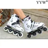 Inline Snelheid Skates Schoenen Hockey Roller Sneakers Roller Blades Vrouwen Mannen Schaatsen voor Volwassen Zwart Wit 1 Lijn 4 Wielen Training1