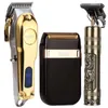 Hair Clipper Set Electric Trimmer Cordless Shaver Men Barber Cutting Machine for Rechargeable USB Gold 220121