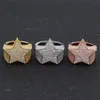 Gold Silver Rose Gold Color Plated High Quality CZ Stone Star Shape Hip Hop Jewerly Rings Mens Iced Out Diamond Rings3188507