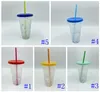 Изменение цвета Стаканы пластиковые холодной питьевой массажер Температура Чувствительные многоразовые холодной чашки двустенных пластиковых стаканов воды BottleLSK1523