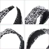 Ny Velvet Leopard Headband Middle Cross Stickad Hårband Hårtillbehör Höst Vinter för Kvinnor Hårhopp Party