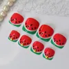 False Nails Sweet Watermelon Summer Fake Toenails Stick On For Foot Artificial Acrylic Toes With Design 24pcs Prud22