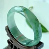 Bangle Natural Birmese Jade Jadeite Waxy Armband Vrouwelijke Yang Groen Drijvende Bloem