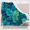 BlessLiving 3D Feuilles De Palmier Jeter Couverture Feuille Tropicale Sherpa Couverture Turquoise Vert Doux Polaire Couverture En Peluche Couvre-lits Koce 201113