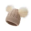 子供の赤ちゃんの暖かい帽子子供猫の耳のポンポンボールのニットキャップビーニースカーフ冬の帽子TD467