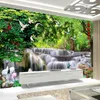 Benutzerdefinierte 3D Foto Tapete Wasserfall Lotus Blume Vögel Landschaft Wasserdichte Leinwand Malerei Wandbild Wohnzimmer TV Hintergrund