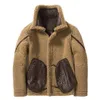 SANI New Double Collars 2020 Thick Genuine Leather Sheepskin Fur Jacket Natural Shearling Fur Coat Winter Men Warm Fur Clothing LJ201029