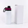 DIY Sublimation Blanki Białe butelki z wodą kubki na kubki piosenkarki warstwa aluminium kubki picia z pokrywkami 5 kolorów 600 ml 20 uncji B0608T03