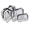 PVC voyage étuis transparents vêtements articles de toilette sac de rangement boîte bagages serviette valise pochette Zip soutien-gorge cosmétiques organisateur 3 pièces/ensemble
