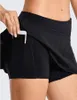 LU-07 saias de tênis plissadas roupas de ioga saia roupas de ginástica feminina corrida fitness golfe cueca calças de ioga Shorts esportivos curtos bolso traseiro cintura com zíper