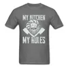 Camiseta 100% de algodón para hombre, camiseta My Kitchen My Rules Chef, camiseta de diseño Vintage para hombre, camisetas de Calavera, ropa de cocina divertida, camisetas negras G1222