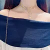 Fashion Full Rhinestone Choker Necklaces for Women Bijoux Shiny Silver Color Button Buckle Chain Necklace Statement Jewelry Party 251T