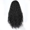 흑인 여성을위한 긴 꼰 가발 합성 레이스 프론트 가발 아기 헤어 박스 머리 끈 자연 무료 파트 코스프레 가발