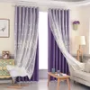 Korean Double Blackout Curtain with Embroidered Sheer 1 Piece Living Room Bedroom Window Decoration Elegant Darkening Drapes LJ201224