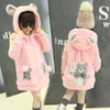 Olekid aautumn Winter Cartoon Rabbit Girls Parka Gosta quente com capuz de casaco de capuz de moletom de capa de 5-14 anos crianças adolescentes casaco LJ201130