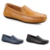Atacado Homens n￣o-marcas Sapatos de ervilhas Couro Casual Moda respir￡vel azul preto marrom pregui￧oso lento mole overshoes Mens sapatos 38-44