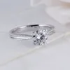 TransGems Solid 14K 585 White Gold Engagement for Women 1ct ct F Color Ring Wedding Fine Jewelry Y200620