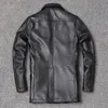 2020 Black Men Long Casual Leather Jacket Double Breasted Plus Size XXXXXL Genuine COwhide Russian Autumn Natural Leathe Coat LJ201029