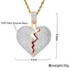 HipHop Jewelry Enamel Micro Paved Love Couple Charm Broken Heart Pendent Necklace Wholesale